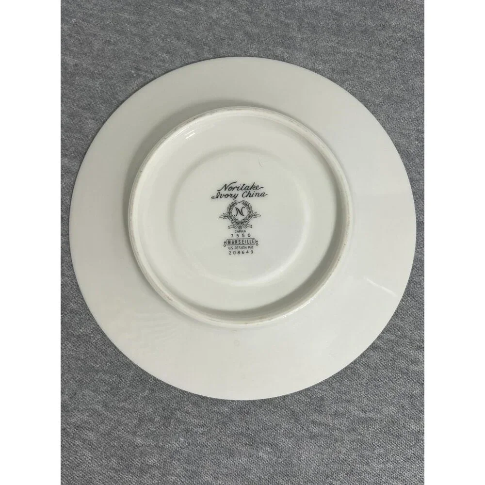 Vintage‎ Noritake Ivory China Marseille 7550 Saucers Set of 4 Floral Trim Silver
